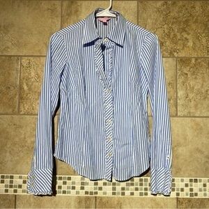 Lilly Pulitzer Striped Ruffle Button down Blouse 0